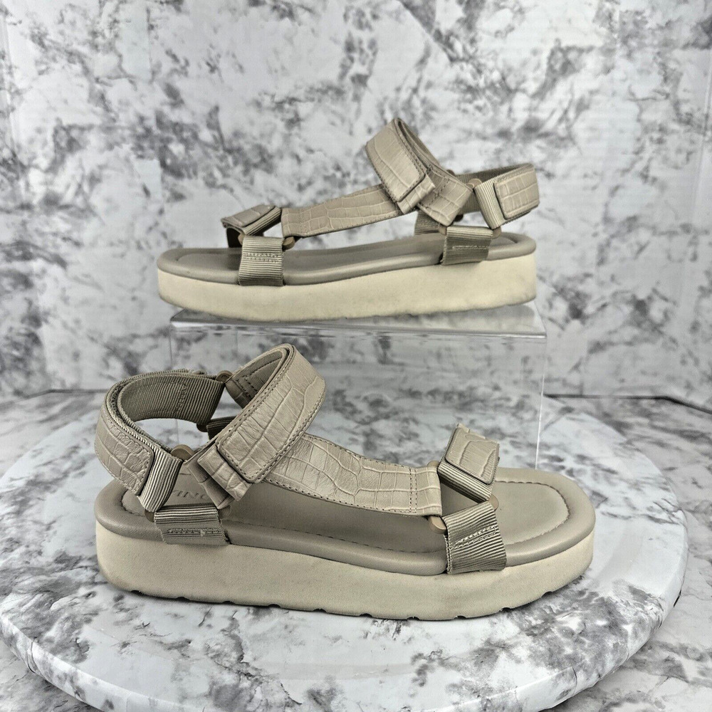 Vince Womens Carver Flatform Sport Sandal Size 7 Taupe Beige Gray Leather